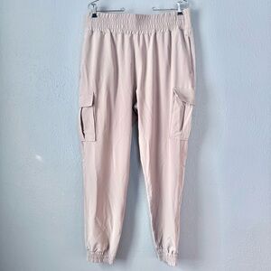 32 Cool Cargo Jogger Pants Women’s Si L Beige Pockets Elastic Waist Lightweight